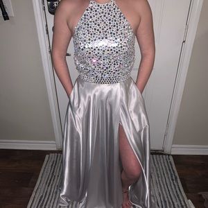 Sherri Hill Silver Prom Dress